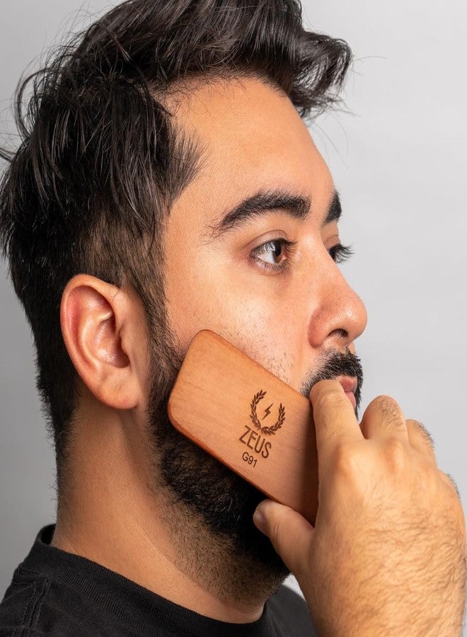 زيوس فرشاة اللحية ZEUS Palm للرجال، شعيرات خنزير برية صلبة 100%، تفك تشابك شعر الوجه بلطف، وتنعمه وترطبه، مقبض من خشب الكمثرى ألماني الصنع (G91) - Image 3